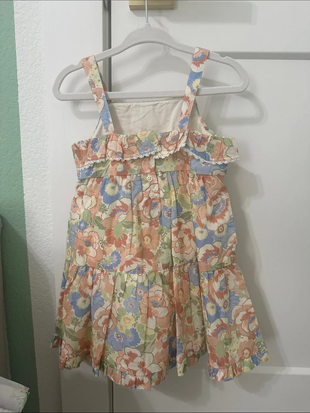 Janie and Jack Peach Blue Green Floral Sundress